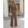 imageANRABESS Women 2 Piece Outfits Summer Lounge Sets Crochet Knit Sweater Vest Wide Leg Pants Casual Beach Vacation ClothesBrown