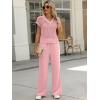 imageANRABESS Women 2 Piece Outfits Summer Lounge Sets Crochet Knit Sweater Vest Wide Leg Pants Casual Beach Vacation ClothesPink