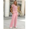 imageANRABESS Women 2 Piece Outfits Summer Lounge Sets Crochet Knit Sweater Vest Wide Leg Pants Casual Beach Vacation ClothesPink