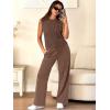 imageANRABESS Women 2 Piece Summer Outfits 2026 Crochet Sweater Vest Wide Leg Pants Lounge Matching Sets Travel Vacation ClothesBrown