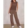 imageANRABESS Women 2 Piece Summer Outfits 2026 Crochet Sweater Vest Wide Leg Pants Lounge Matching Sets Travel Vacation ClothesBrown