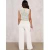 imageANRABESS Women 2 Piece Summer Outfits 2026 Crochet Sweater Vest Wide Leg Pants Lounge Matching Sets Travel Vacation ClothesCreamy White