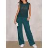 imageANRABESS Women 2 Piece Summer Outfits 2026 Crochet Sweater Vest Wide Leg Pants Lounge Matching Sets Travel Vacation ClothesDark Teal
