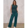 imageANRABESS Women 2 Piece Summer Outfits 2026 Crochet Sweater Vest Wide Leg Pants Lounge Matching Sets Travel Vacation ClothesDark Teal