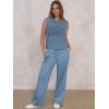 imageANRABESS Women 2 Piece Summer Outfits 2026 Crochet Sweater Vest Wide Leg Pants Lounge Matching Sets Travel Vacation ClothesDusty Blue