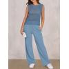 imageANRABESS Women 2 Piece Summer Outfits 2026 Crochet Sweater Vest Wide Leg Pants Lounge Matching Sets Travel Vacation ClothesDusty Blue