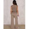 imageANRABESS Women 2 Piece Summer Outfits 2026 Crochet Sweater Vest Wide Leg Pants Lounge Matching Sets Travel Vacation ClothesLight Brown