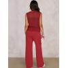 imageANRABESS Women 2 Piece Summer Outfits 2026 Crochet Sweater Vest Wide Leg Pants Lounge Matching Sets Travel Vacation ClothesRed