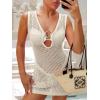 imageANRABESS Women Beach Cover Ups Crochet Sleeveless Bathing Swim Suit Sexy Mesh Hollow Out Swimwear Dress 2026 Summer VacationBeige