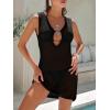 imageANRABESS Women Beach Cover Ups Crochet Sleeveless Bathing Swim Suit Sexy Mesh Hollow Out Swimwear Dress 2026 Summer VacationBlack