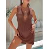 imageANRABESS Women Beach Cover Ups Crochet Sleeveless Bathing Swim Suit Sexy Mesh Hollow Out Swimwear Dress 2026 Summer VacationBrown