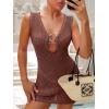 imageANRABESS Women Beach Cover Ups Crochet Sleeveless Bathing Swim Suit Sexy Mesh Hollow Out Swimwear Dress 2026 Summer VacationBrown