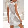 imageANRABESS Women Beach Cover Ups Crochet Sleeveless Bathing Swim Suit Sexy Mesh Hollow Out Swimwear Dress 2026 Summer VacationWhite