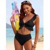 imageANRABESS Women High Waisted Bikini Sets Two Piece Ruffled Self Tie Swimsuit Ruched Bathing Suit 2026 Summer Beach SwimwearBlack