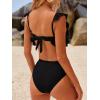 imageANRABESS Women High Waisted Bikini Sets Two Piece Ruffled Self Tie Swimsuit Ruched Bathing Suit 2026 Summer Beach SwimwearBlack