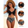 imageANRABESS Women High Waisted Bikini Sets Two Piece Ruffled Self Tie Swimsuit Ruched Bathing Suit 2026 Summer Beach SwimwearBlack White Floral