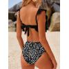 imageANRABESS Women High Waisted Bikini Sets Two Piece Ruffled Self Tie Swimsuit Ruched Bathing Suit 2026 Summer Beach SwimwearBlack White Floral