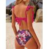 imageANRABESS Women High Waisted Bikini Sets Two Piece Ruffled Self Tie Swimsuit Ruched Bathing Suit 2026 Summer Beach SwimwearHot Pink Floral