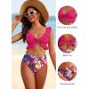 imageANRABESS Women High Waisted Bikini Sets Two Piece Ruffled Self Tie Swimsuit Ruched Bathing Suit 2026 Summer Beach SwimwearHot Pink Floral