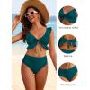 imageANRABESS Women High Waisted Bikini Sets Two Piece Ruffled Self Tie Swimsuit Ruched Bathing Suit 2026 Summer Beach SwimwearPeacock Green