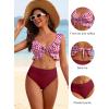 imageANRABESS Women High Waisted Bikini Sets Two Piece Ruffled Self Tie Swimsuit Ruched Bathing Suit 2026 Summer Beach SwimwearRed White Plaid