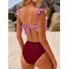 imageANRABESS Women High Waisted Bikini Sets Two Piece Ruffled Self Tie Swimsuit Ruched Bathing Suit 2026 Summer Beach SwimwearRed White Plaid