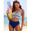 imageANRABESS Women High Waisted Bikini Sets Two Piece Ruffled Self Tie Swimsuit Ruched Bathing Suit 2026 Summer Beach SwimwearWhite Blue Floral