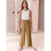 imageANRABESS Women Linen Pants Casual Loose High Waist Boho Wide Leg Cropped Palazzo Beach Pants Summer Outfits 2026 TrendyDark Khaki