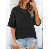 imageANRABESS Women TShirts 2026 Fashion Half Sleeve Loose Fit Top Trendy Cute Flowy Tee Shirts Summer Casual OutfitsBlack