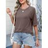 imageANRABESS Women TShirts 2026 Fashion Half Sleeve Loose Fit Top Trendy Cute Flowy Tee Shirts Summer Casual OutfitsBrown