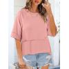 imageANRABESS Women TShirts 2026 Fashion Half Sleeve Loose Fit Top Trendy Cute Flowy Tee Shirts Summer Casual OutfitsCoral Pink