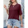 imageANRABESS Women TShirts 2026 Fashion Half Sleeve Loose Fit Top Trendy Cute Flowy Tee Shirts Summer Casual OutfitsDeep Red