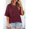 imageANRABESS Women TShirts 2026 Fashion Half Sleeve Loose Fit Top Trendy Cute Flowy Tee Shirts Summer Casual OutfitsDeep Red