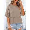 imageANRABESS Women TShirts 2026 Fashion Half Sleeve Loose Fit Top Trendy Cute Flowy Tee Shirts Summer Casual OutfitsKhaki
