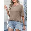 imageANRABESS Women TShirts 2026 Fashion Half Sleeve Loose Fit Top Trendy Cute Flowy Tee Shirts Summer Casual OutfitsKhaki