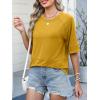 imageANRABESS Women TShirts 2026 Fashion Half Sleeve Loose Fit Top Trendy Cute Flowy Tee Shirts Summer Casual OutfitsYellow