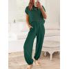 imageANRABESS Women Two Piece Outfits Summer Sweater Vest Crop Top Pants Lounge Matching Set Travel Airport Beach Vacation ClothesDark Green