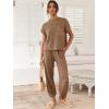 imageANRABESS Women Two Piece Outfits Summer Sweater Vest Crop Top Pants Lounge Matching Set Travel Airport Beach Vacation ClothesDeep Brown