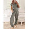 imageANRABESS Women Two Piece Outfits Summer Sweater Vest Crop Top Pants Lounge Matching Set Travel Airport Beach Vacation ClothesGrey