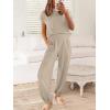 imageANRABESS Women Two Piece Outfits Summer Sweater Vest Crop Top Pants Lounge Matching Set Travel Airport Beach Vacation ClothesKhaki