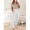 imageANRABESS Women Two Piece Outfits Summer Sweater Vest Crop Top Pants Lounge Matching Set Travel Airport Beach Vacation ClothesKhaki White