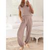 imageANRABESS Women Two Piece Outfits Summer Sweater Vest Crop Top Pants Lounge Matching Set Travel Airport Beach Vacation ClothesLight Pink