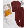 imageANRABESS Women Two Piece Outfits Summer Sweater Vest Crop Top Pants Lounge Matching Set Travel Airport Beach Vacation ClothesMaroon Red