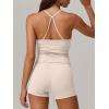 imageANRABESS Women Workout Sets Build in Bra 2 Piece Outfits Tank Tops Tummy Control Shorts Yoga Gym Active Wear Clothing SetBeige