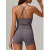 imageANRABESS Women Workout Sets Build in Bra 2 Piece Outfits Tank Tops Tummy Control Shorts Yoga Gym Active Wear Clothing SetDark Grey