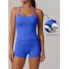 imageANRABESS Women Workout Sets Build in Bra 2 Piece Outfits Tank Tops Tummy Control Shorts Yoga Gym Active Wear Clothing SetRoyal Blue