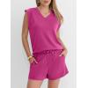 imageANRABESS Womens 2 Piece Shorts Sets 2026 Summer Casual Cap Sleeve Top Matching Lounge Outfits Travel Beach Vacation ClothesHot Pink