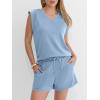 imageANRABESS Womens 2 Piece Shorts Sets 2026 Summer Casual Cap Sleeve Top Matching Lounge Outfits Travel Beach Vacation ClothesLight Blue