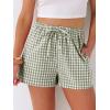 imageANRABESS Womens Boxer Shorts Summer Gingham Striped Drawstring Pajama Lounge Shorts With Pockets Trendy Cute Beach BottomsArmy Green White Plaid
