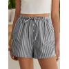 imageANRABESS Womens Boxer Shorts Summer Gingham Striped Drawstring Pajama Lounge Shorts With Pockets Trendy Cute Beach BottomsBlack White Stripe